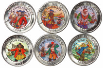 Cuba 1 Peso 1995. Six colored coins set. Pirates