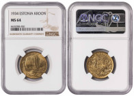 Estonia 1 Kroon 1934. NGC MS 64
