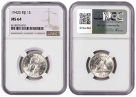 Fiji 1 Shilling 1942. NGC MS 64