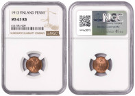 Finland Russian Duchy 1 Penni 1913. MS 63 RB
