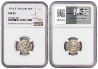 Finland Russian Duchy 50 Pennia 1916 S. NGC MS 62
