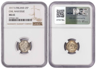 Finland Russian Duchy 25 Pennia 1917 S. NGC MS 65