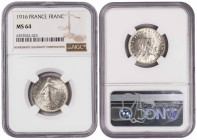 France 1 Franc 1916. NGC MS 64