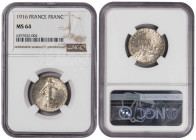 France 1 Franc 1916. NGC MS 64