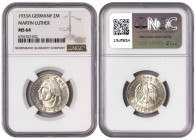 Germany 2 Reichsmark 1933 A. NGC MS 64