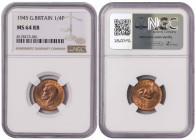 United Kingdom 1 Farthing 1945. NGC MS 64 RB