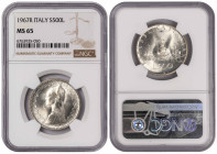 Italy 500 Lire 1967 R. NGC MS 65