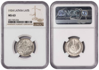 Latvia 1 Lats 1924. NGC MS 63
