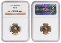 Lebanon 1 Piastre 1955 NGC MS 67