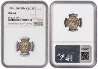 Luxembourg 5 Centimes 1901. NGC MS 64