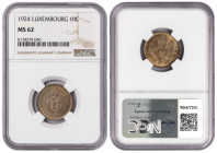 Luxembourg 10 Centimes 1924. NGC MS 62