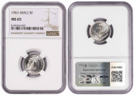 Mali 5 Francs Maliens 1961. NGC MS 65