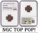 Netherlands 1 Cent 1939. NGC MS 64 BN. TOP POP. Total Graded by NGC in MS 64 BN: 3
