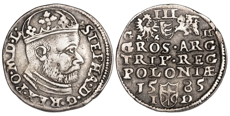 Poland 3 Groszy 1585 Stephen

Sharply struck, and rare so nice. Minted in Olku...