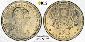 Portugal 50 Centavos 1955. PCGS MS 65. TOP POP: The finest graded by PCGS! Only 1 copies engraved by PCGS MS 65