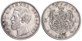 Romania 5 Lei Carol-I 1880-B