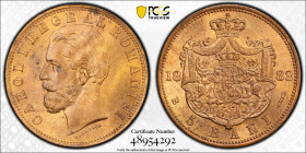 Romania 5 Bani 1882 B. PCGS MS 64 RB