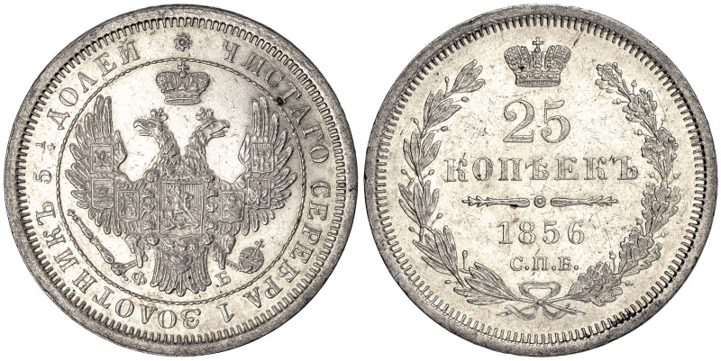 Russia 25 Kopeks 1856 SPB FB. Proof Like

C# 166.1; Emperor: Alexander II (185...