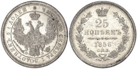 Russia 25 Kopeks 1856 SPB FB. Proof Like