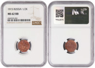 Russia ½ Kopeks 1915 NGC MS 62 RB