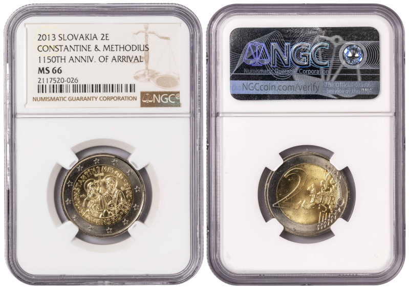 Slovakia 2 Euros 2013. NGC MS 66. Almost TOP POP. Total Graded by NGC In MS 64: ...