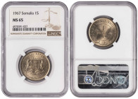 Somali 1 Scellino 1967. NGC MS 65. Almost TOP POP.