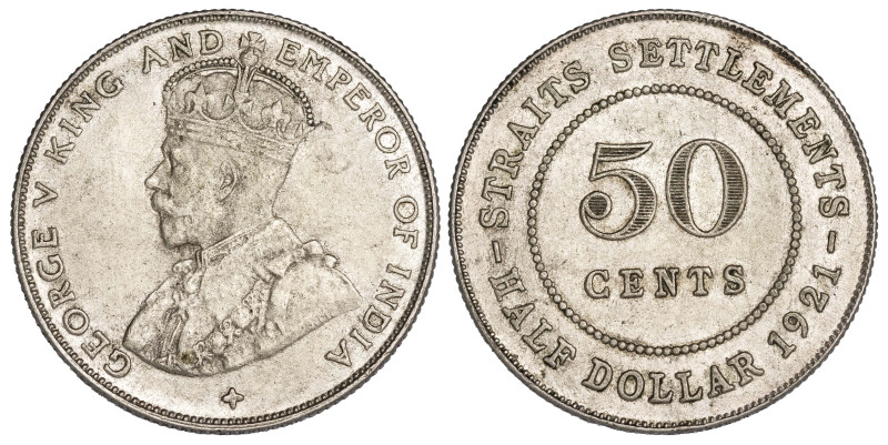 Straits Settlements 50 Cents 1921

KM-35.1. Lustrous AU-UNC