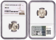 Switzerland ½ Franc 1952 B. NGC MS 63