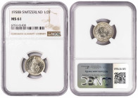Switzerland ½ Franc 1958 B. NGC MS 61