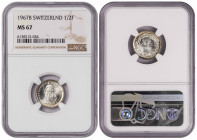Switzerland ½ Franc 1967 B. NGC MS 67