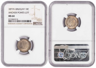 Uruguay 10 Centesimos 1877 A. NGC MS 64