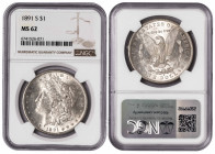 USA 1 Dollar 1891. NGC MS 62