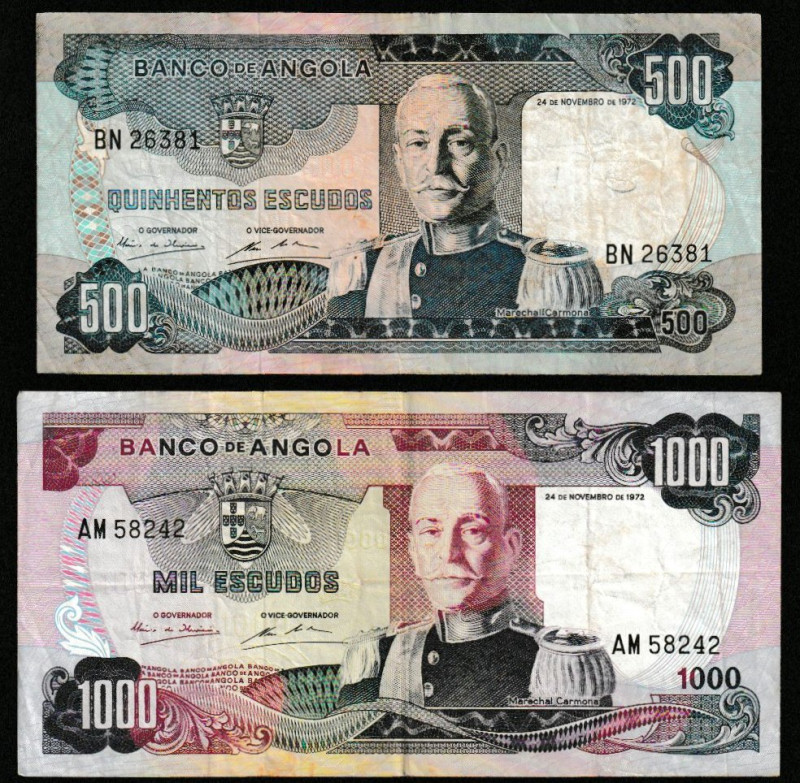 Angola 500, 1000 Eskudos 1972; 2 Pcs

P-102, 103; VF