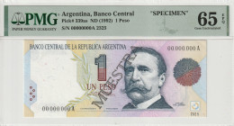 Argentina 1 Peso 1992. Specimen. PMG 65 EPQ. Almost TOP POP!