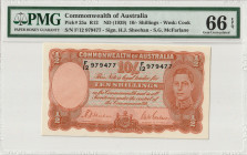 Australia 10/- Shillings 1939. PMG Gem UNC 66 EPQ. Almost TOP POP!