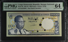 Congo Democratic Republic 1000 Francs 1964. PMG Choice UNC 64. Almost TOP POP!!!