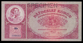 Czechoslovakia 50 Korun 1929 Specimen