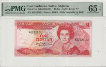 East Caribbean States / Anguilla 1 Dollar ND (1988-89). PMG Gem UNC 65 EPQ