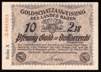 Germany Baden 10 Pfennig Gold = 2.38 Dollarcents 1923