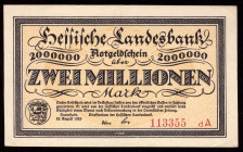 Germany Hessen 2 Millionen Mark 1923