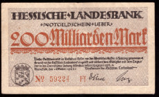 Germany Hessen 200 Milliarden Mark 1923