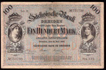 Germany Saxony 100  Mark 1890