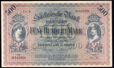 Germany Saxony 500  Mark 1922