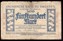 Germany Saxony 500  Mark 1922