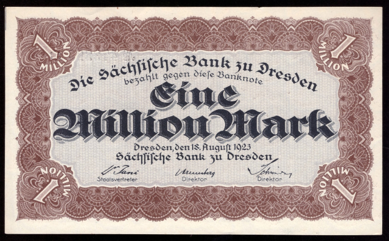 Germany Saxony 1.000.000 Mark 1923

SAX-19b ( Grabowski ); UNC