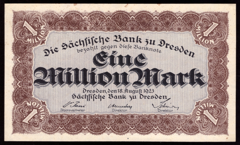 Germany Saxony 1.000.000 Mark 1923 Rare

SAX-19e ( Grabowski ); UNC