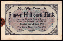 Germany Saxony 100 Millionen Mark 1923