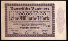 Germany Bayern 1 Milliarden Mark 1923