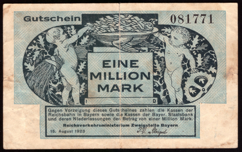 Germany Bayern 1 Million Mark 1923

BAY-281 ( Grabowski ); F
