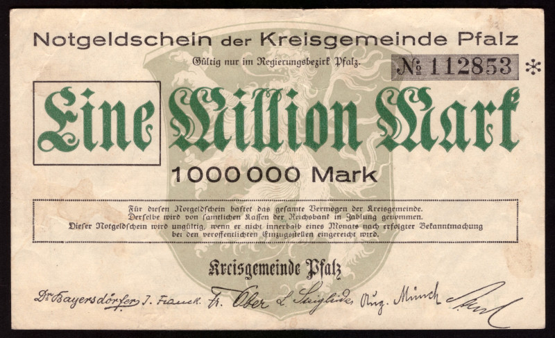 Germany Bayern 1.000.000 Mark 1923

BAY-246b ( Grabowski ); VF
